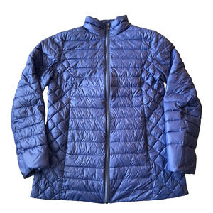 NuAge Sport Jacket Womens Medium Blue 100% Nylon Light Packable Down Puffer Coat